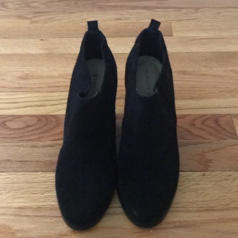 Black wedge booties